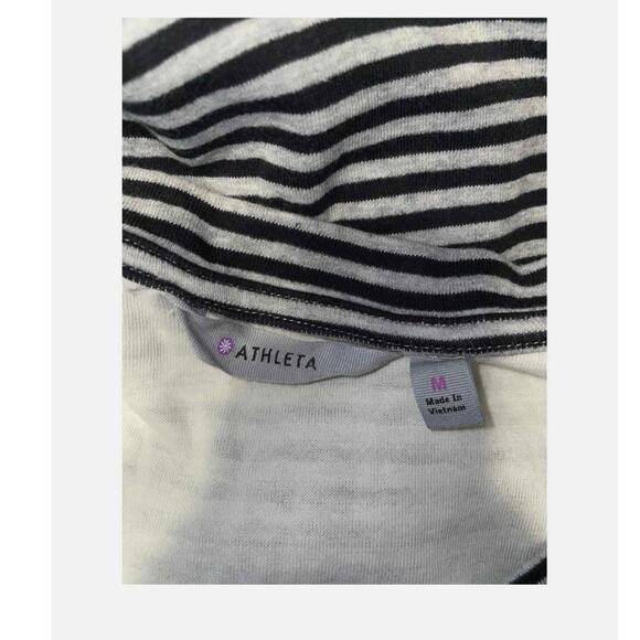 Athleta Ease Up Sweatshirt Dress Short Sleeve Striped Navy SzM Medium Athlesiure - Picture 7 of 9